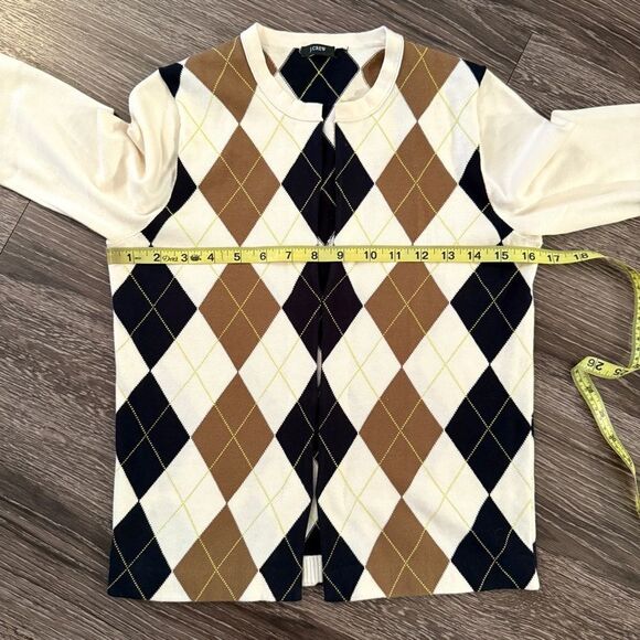 J. Crew Argyle Hook Closure Short Sleeve Cardigan - Picture 4 of 6